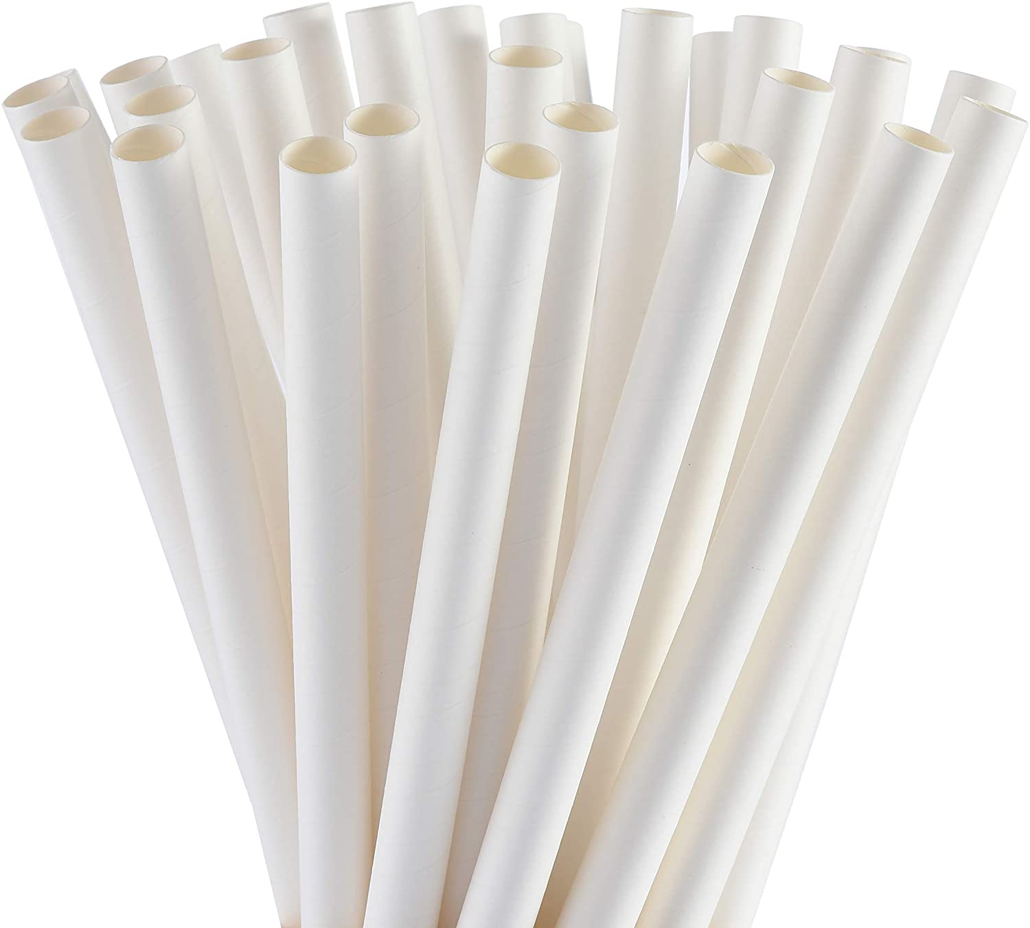 Paper Straw – White Jumbo 7.75″ Unwrapped
